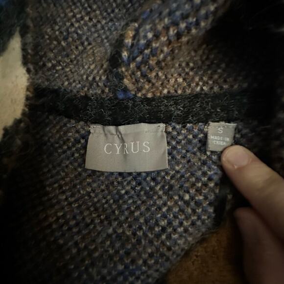 CYRUS Gray Black Camo Hooded Knit Open Front Long Sleeve Women's Cardigan Size L - Picture 4 of 7